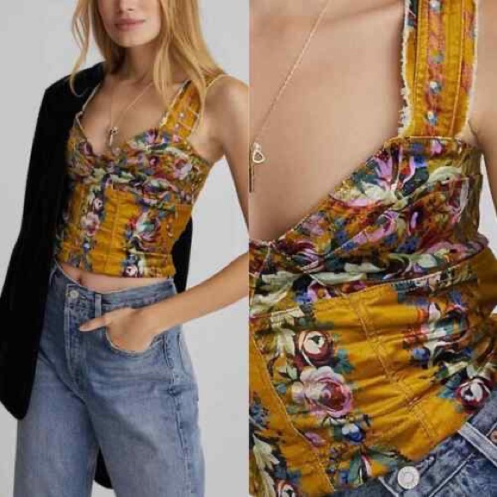 Anthropologie Pilcro Corset Seamed Tank Top Size 14